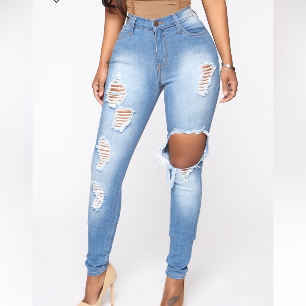 FASHION NOVA glistening jeans - Light Wash